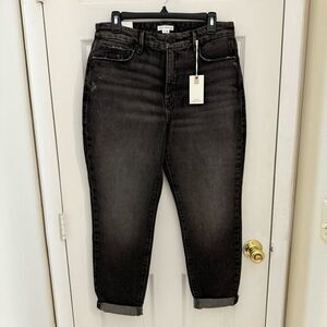 NWT Good American Good Girlfriend Straight Leg Jeans Size 6/28 Carbon Gray Wash